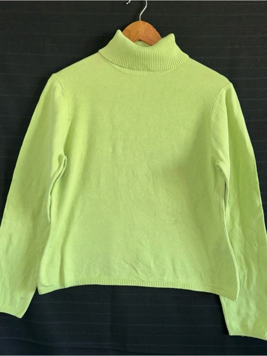 Talbots Sweaters - Talbots Sweater Womens Large Green Cotton Blend Turtleneck Pullover Long Sleeve
